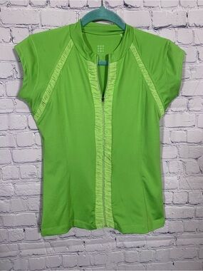 Title Nine Womens Full Zip short Sleeve Cycling Shirt Green Size S Athleisure